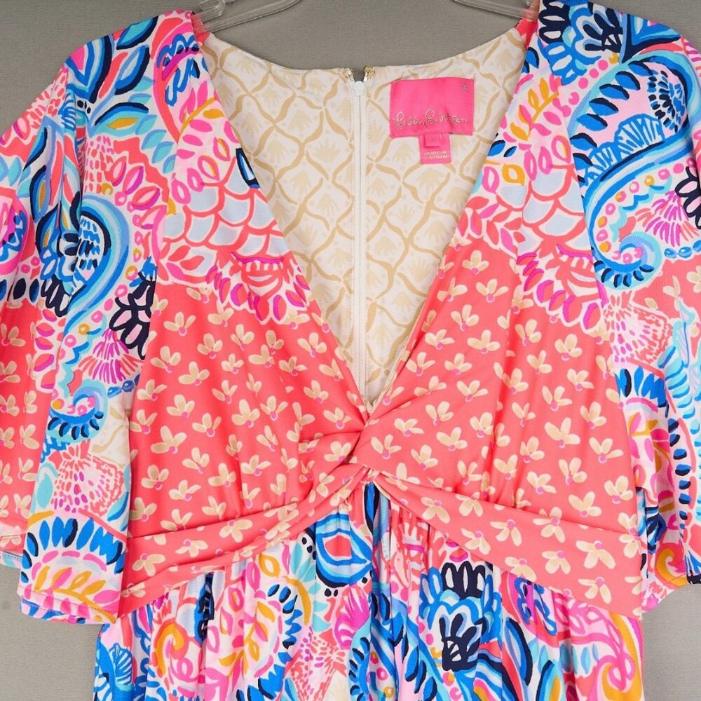 LILLY PULITZER MINKA MAXI DRESS Sz 4 BEACH BUNGALOW CORAL SPRITZ STRETCH - Picture 2 of 6